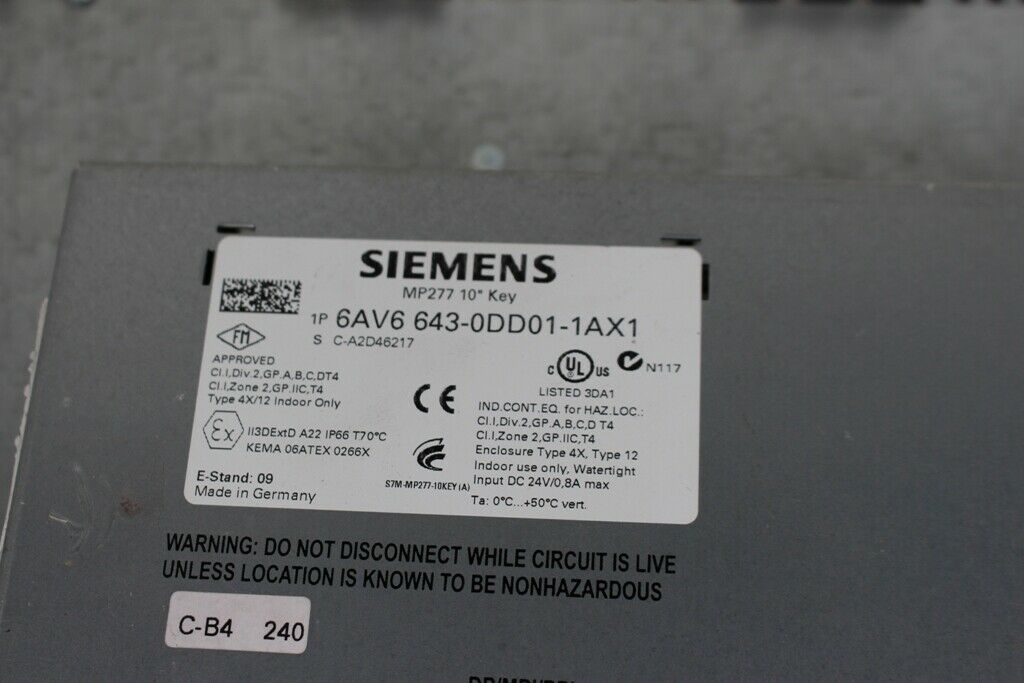 SIEMENS SIMATIC MP 277 KEY 10" 6AV6 643-0DD01-1AX1
