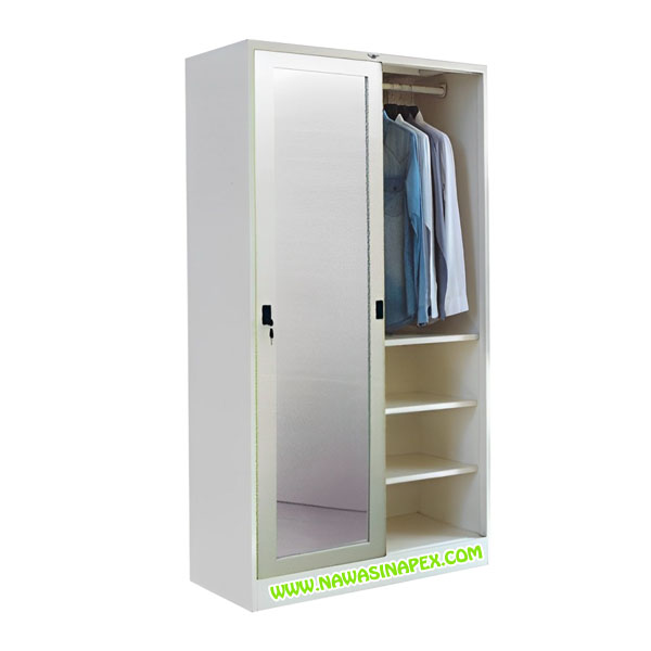 ตู้เสื้อผ้าเหล็ก WS3FH1 บานเลื่อนกระจก