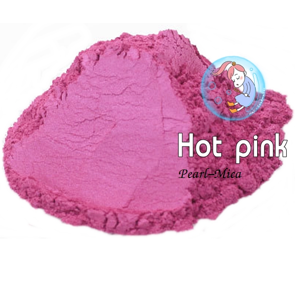 Color Pink : Hot pink mica pearlescent pigment/ สีชมพูเข้มประกายมุก /สีไมก้า ผงละเอียดมีประกาย