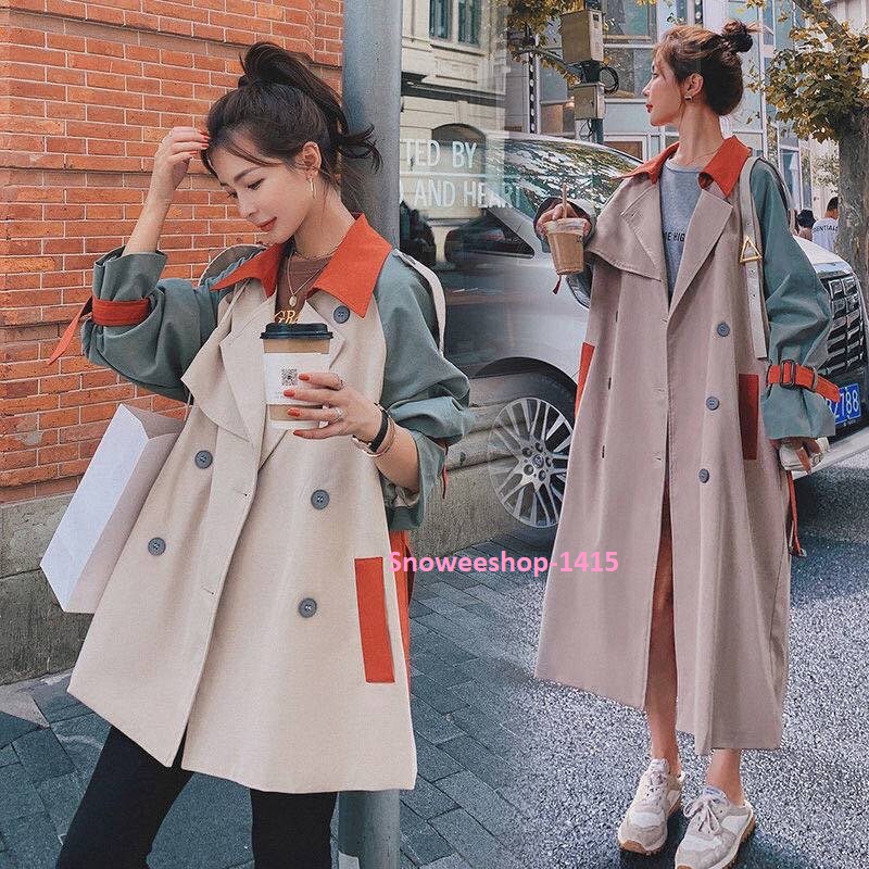 Trench Coat เสื้อโค้ทสำหรับอากาศไม่หนาวมากกันลมกันฝน กันหนาว เสื้อโค้ทสไตล์อังกฤษทรงโอเวอร์ไซมีแบบสั้นและยาว แต่งเฉดสีแนวใหม่