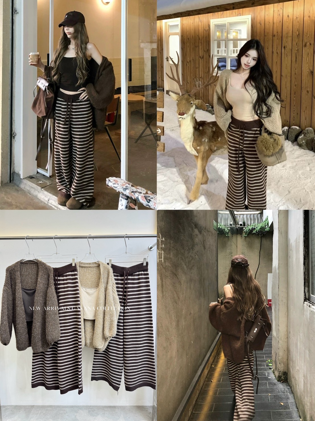 Set 3 pcs เสื้อสายเดี่ยว+เสื้อคลุม+กางเกงขายาว ✔ เสื้อสายเดี่ยวมีฟองน้ำ สายรูดปรับได้ มาพร้อมเสื้อคลุมไหมพรมแขนยาว ✔ กางเกงขายาวเอวยางยืดทรงขากระบอกลายทาง ผ้าไหมพรมนิ่ม ยืดได้เยอะ