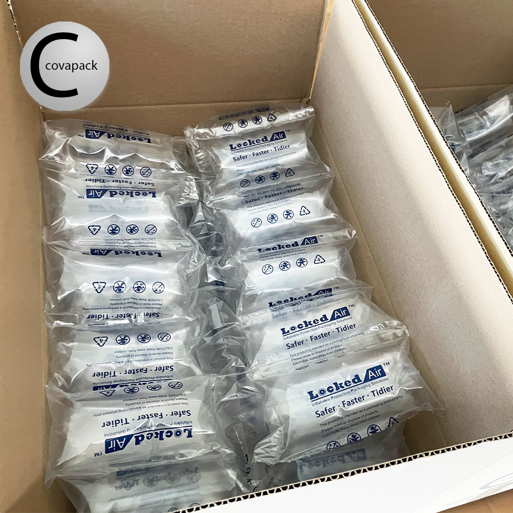 ถุงลมพลาสติกกันกระแทกเติมลมพร้อมใช้ ขนาด 20x12cm (หลังเติมลม 14 x 9 x พอง 5 cm) x 120 ชิ้น/กล่อง สีใส สำเนา