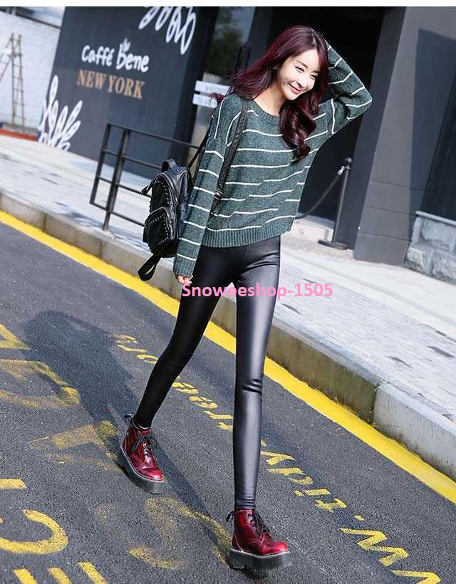 เลกกิ้งบุขนกันหนาวกางเกงหนังบุขนกันหนาวสีดำผ้านิ่มใส่สบายไม่อึดอัดขอบเอวยืดได้กันหนาว กันลม กันหิมะไม่เปียก มีไซ S ถึง 4XL