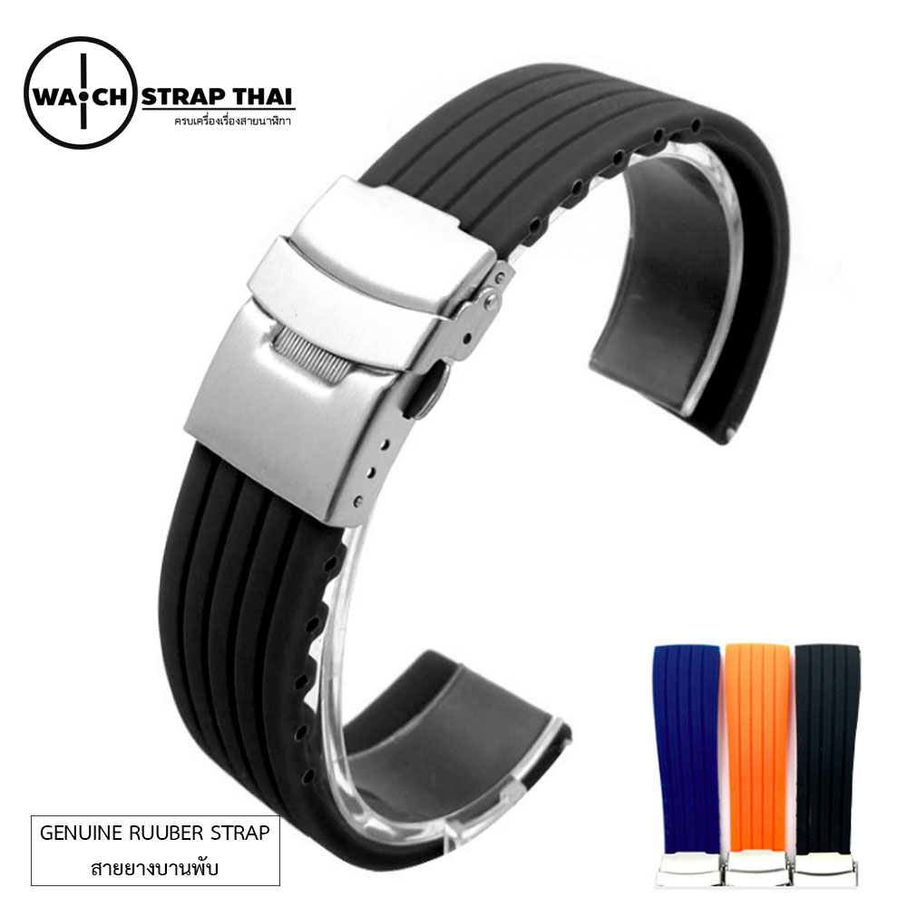 สายนาฬิกายาง บานพับ สำหรับโรเล็กซ์ For Rolex SET03 Rubber Watch Strap Black มีขนาด 20,22,24 mm
