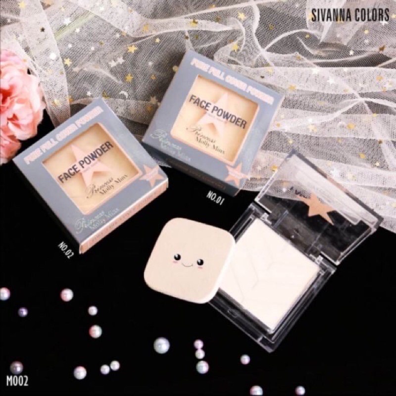 Sivanna Princess Molly Minx Pure Full Cover Powder M002 แป้งฝุ่นอัดแข็ง ปรินเซส มอลลี่ มิงซ์ เพียว ฟลู โคเวอร์ พาวเดอร์
