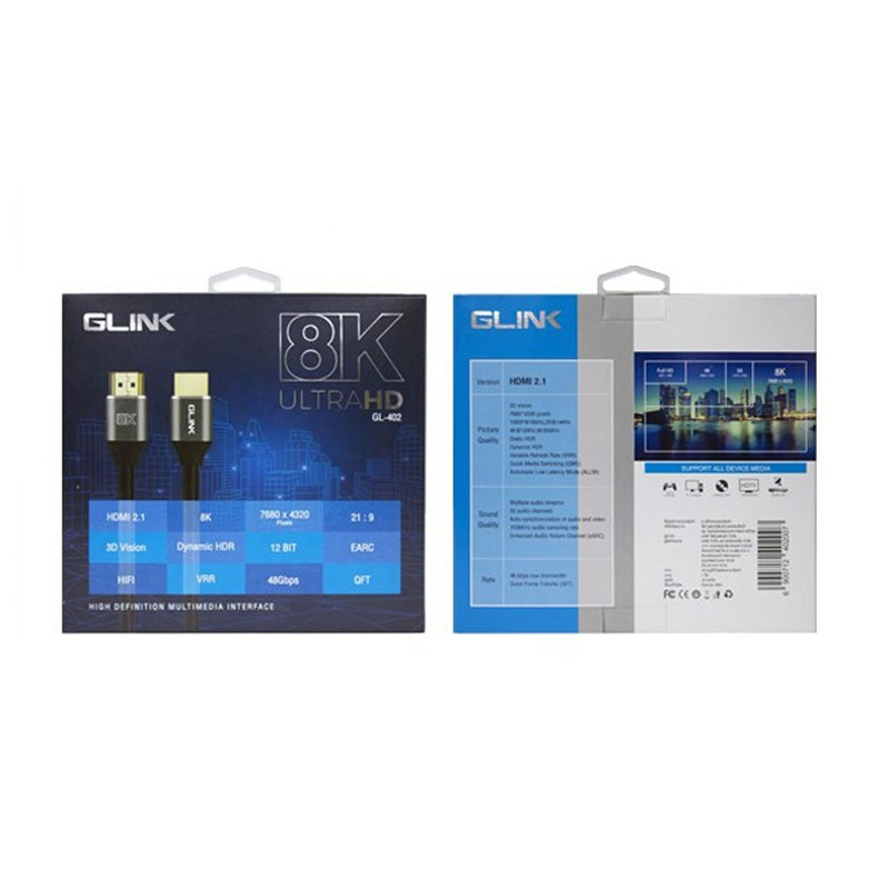 GL-402 GLINK Cable HDMI 8K Version 2.1 / 60hz /2k 144hz/1080p 160hz support HDR SKU-02971