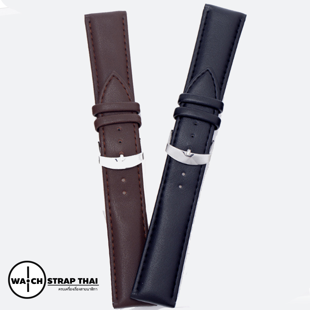 สายนาฬิกาหนังวัว Minimal Style Leather Watch Strap สีดำ Black ขนาด 20 , 22 สำหรับ Rolex,Seiko,Omega