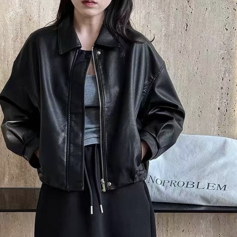 พร้อมส่งค่ะ งานเสื้อJacket หนังลูกวัวนิ่มแต่เอาอยู่ ซิปหน้ากระเป๋าจริงค่ะ