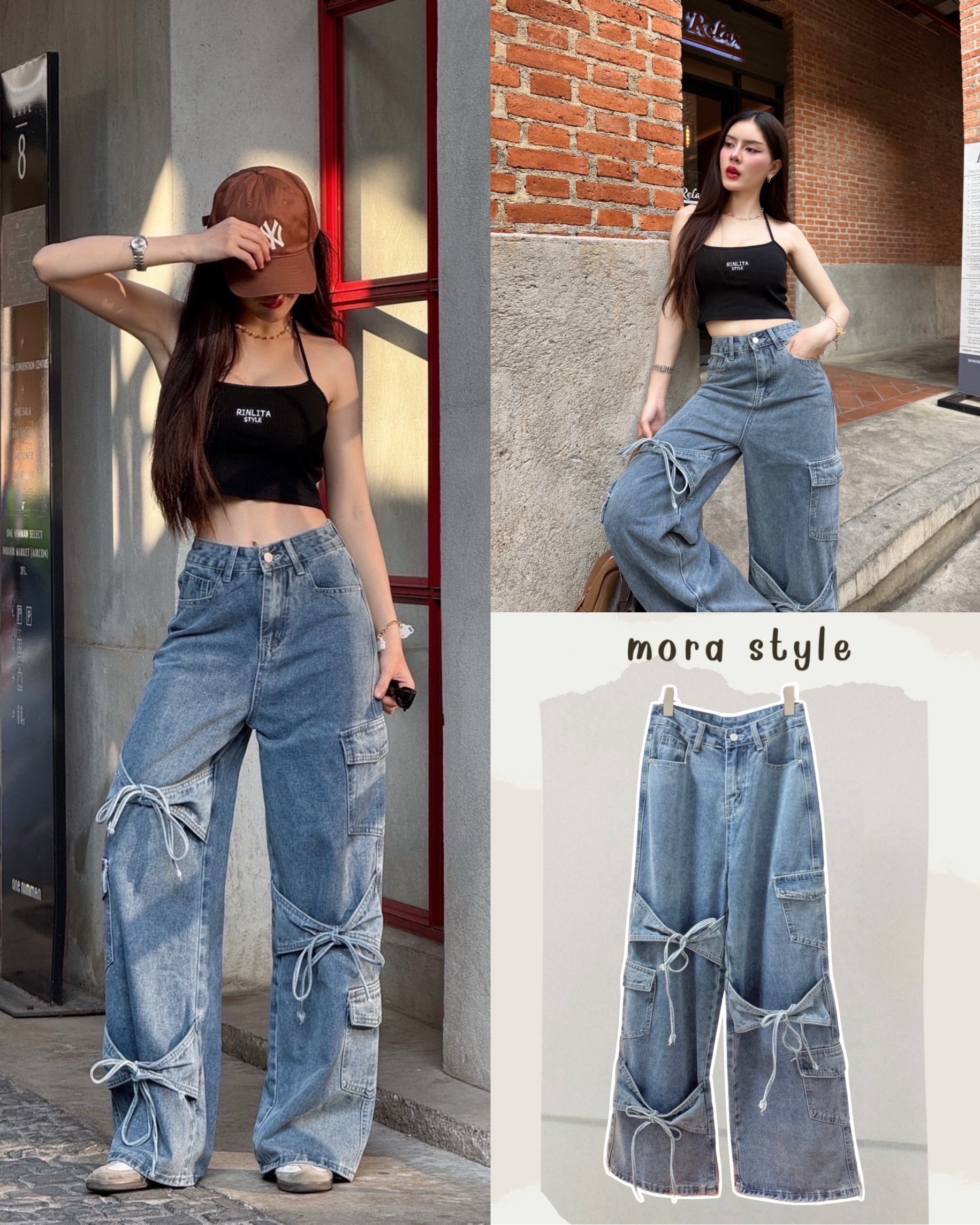 กางเกงยีนส์เอวสูงขากระบอก มีกระเป๋าข้าง แต่งโบว์ผูกด้านหน้า งานน่ารักมาก ใส่แมทง่าย แต่งได้หลายแบบ มีติดตู้ได้ใส่แน่นอนค่าาา