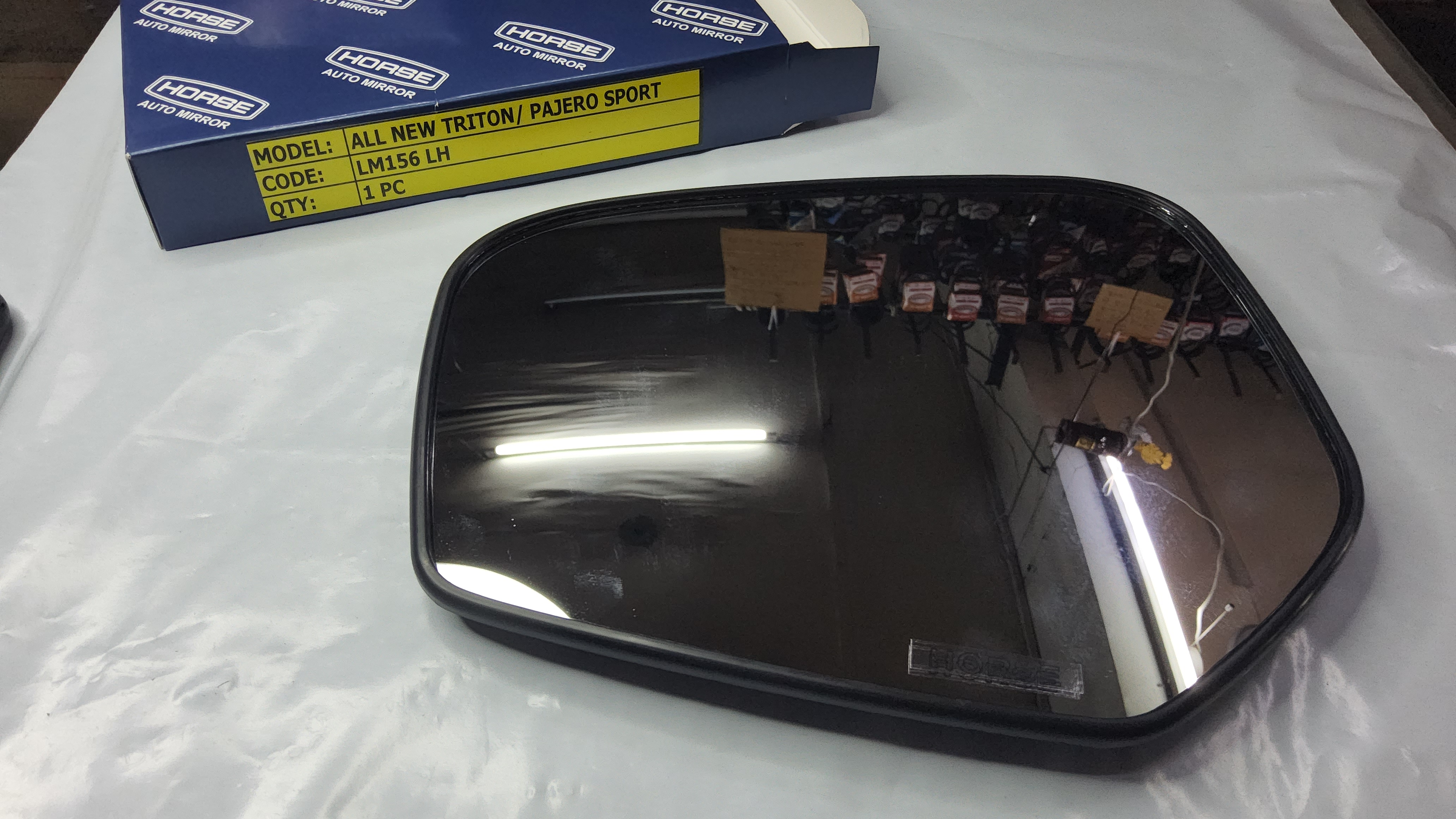 HORSE เนื้อ กระจกมองข้าง LM 156 ไทตั้น ALL NEW TRITON / PAJERO SPORT ขอบดำ มิตซุบิชิ MITSUBISHI ปรับมือ + ไฟฟ้า ข้างซ้าย LH พร้อมอุปกรณ์ติดตั้ง