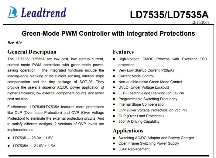 LD7535 (คัดเกรด)p1 35A และ PL3563 (ตัวถัง SOT23-6 )