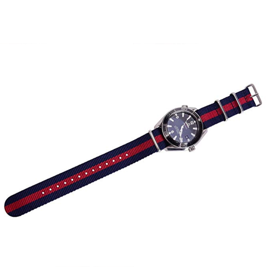 สายนาฬิกานาโต้ สายนาฬิกาผ้าไนลอน NATO Nylon Watch Strap 01 มีขนาด 20 , 22 mm สำหรับ Rolex , Seiko , Omega (Blue-Red-Blue)