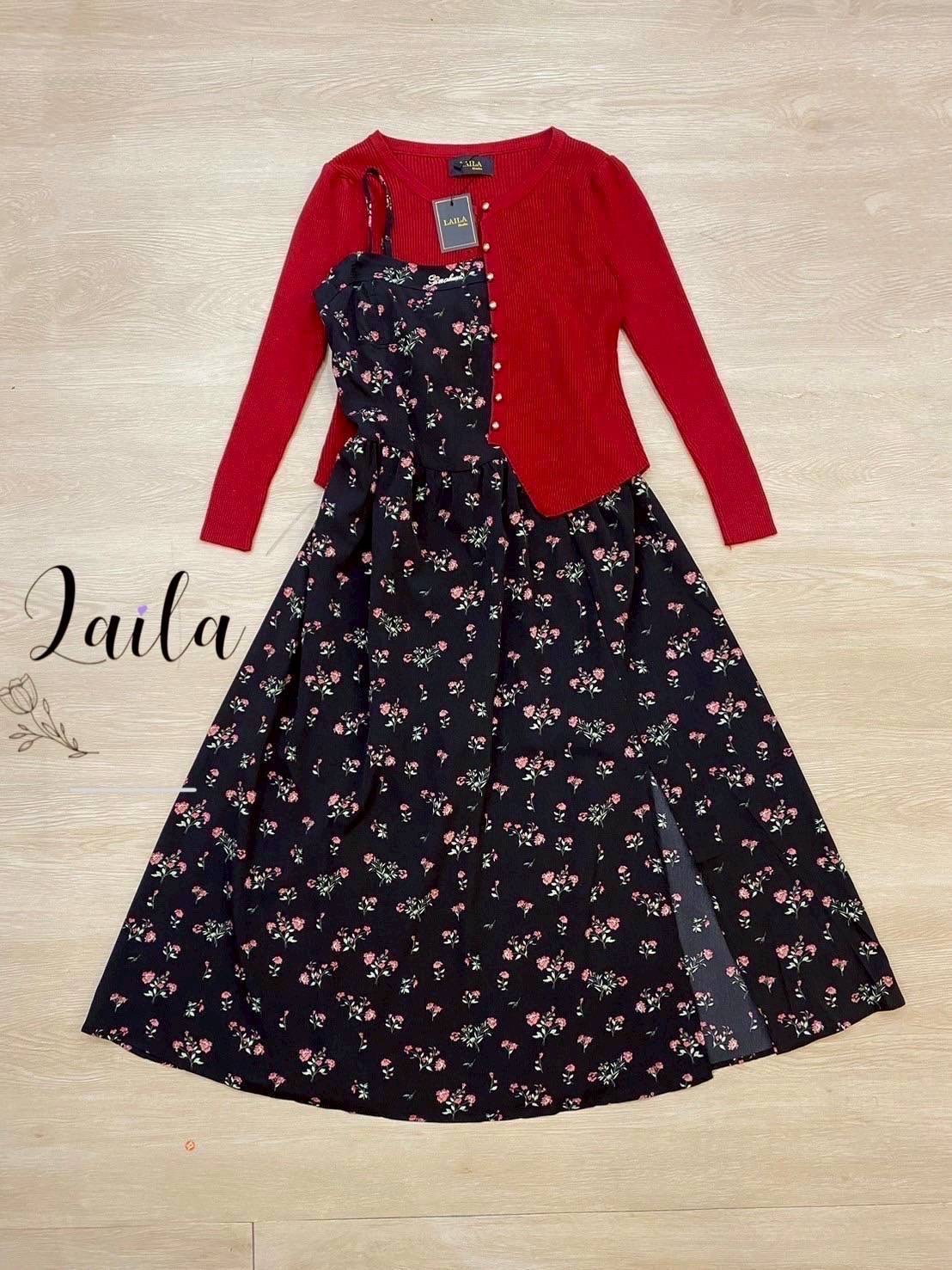 Tag:LAILA Deta:Setเสื้อคลุม+เดรสยาว เดรสยาวทรงสายเดี่ยว งานแต่งทรงช่วงอกตีเกร็ดสวยๆ พิมพ์ลายดอกไม้ทั้งตัวงายสีพรางหุ่นดีมากค่าา แอบเก๋ด้วยการแต่งผ่าหน้าขาสวยสวย