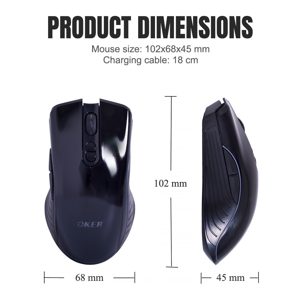 OKER M257 WIRELESS MOUSE 1600DPI เม้าท์ไร้สาย ไฟ7สี CHARGING SKU-02957