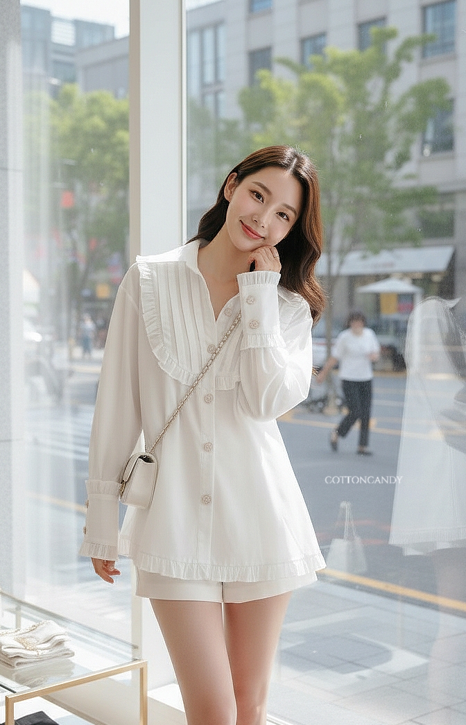 Tag#cottoncandy โอ้โห้ๆๆๆเสื้อเชิ๊ตรุ่นนี้ดีเทลดีมากๆคร่าาาา บอกเลย cottoncandyทำถึงสุดๆ ดีเทลตีเกร็ดหน้าสวยหรูดูแพง แต่งระบายสุดปัง กระดุมนำเข้าพรีเมี่ยม บอกเลย ลุคนี้ปั้วมากๆคร่าาาา