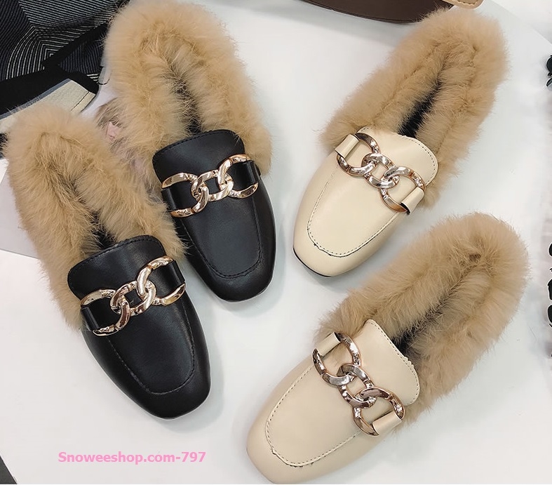 รองเท้าขนเฟอร์ที่ดาราใส่ ใส่กันหนาวหรือใส่แฟชั่น Size 35 ถึง 40
