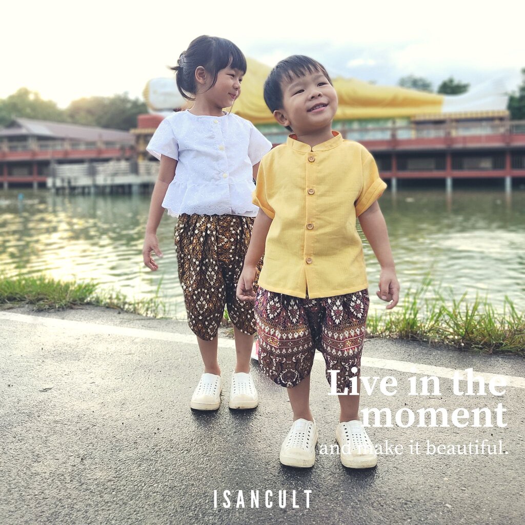 โจงกระเบนเด็ก รุ่น ถังทอง 2-6 ขวบ 🎈❤️ ลายไทยพิมพ์ทอง ชุดไทยอนุบาล ชุดไทยเด็ก LOOM