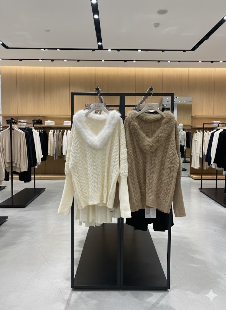 :เสื้อสเวตเตอร์ตกแต่งขนเฟอร์ ผ้าไหมพรมลายเปียน่ารักมากค่ะตัวนี้ เนื้อผ้านิ่มสวมใส่สบายมากค่ะ