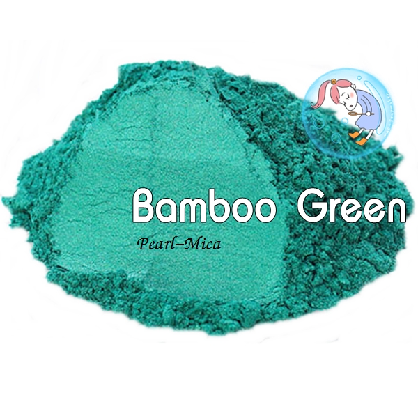 Color Green : Bamboo Green mica pearlescent pigment/ สีเขียวใบไผ่ประกายมุก /สีไมก้า ผงละเอียดมีประกาย