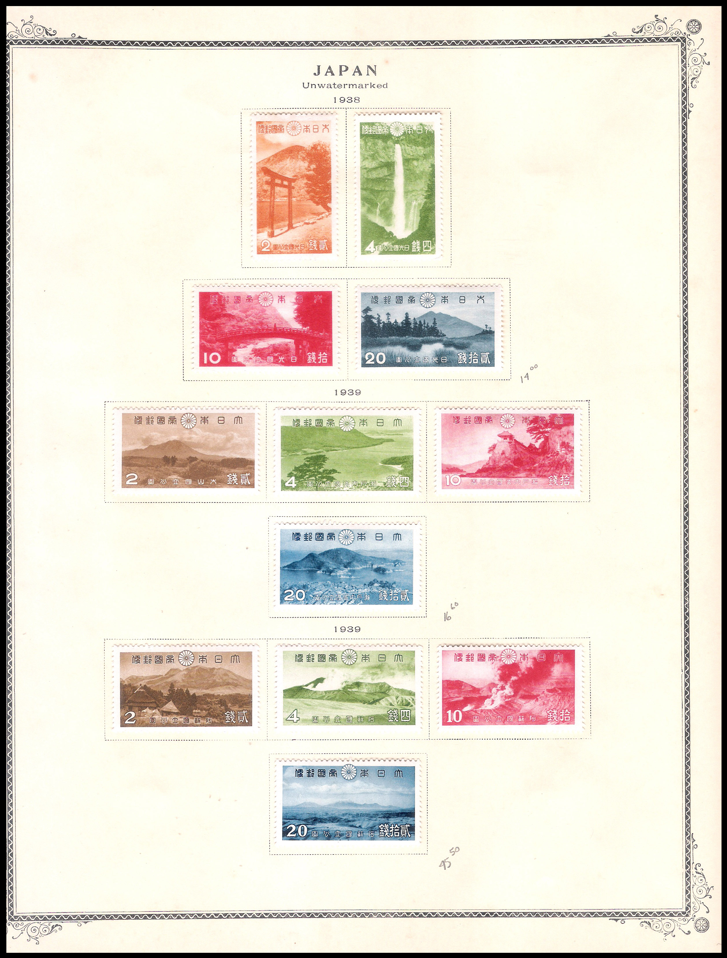 3 SETS 1938-1939 Natural Park (CV $109.1)