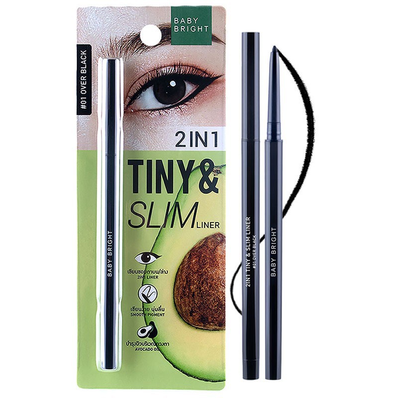 Baby Bright 2in1 Tiny & Slim Liner เบบี้ไบร์ท อายไลเนอร์ / อินไลเนอร์ เนื้อครีม เขียนขอบตา เขียนง่าย กันน้ำ (0.1g)