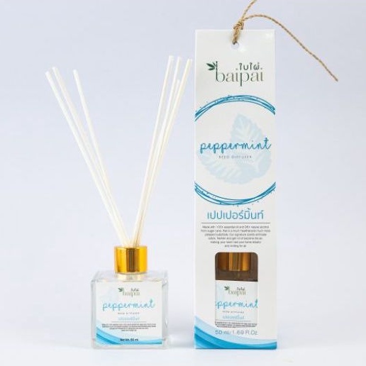Baipai ก้านไม้หอมอโรมากลิ่นเปปเปอร์มิ้นท์ 🧡 Room Perfume Diffuser ก้านไม้หอมกระจายกลิ่น น้ำหอมบ้าน ก้านไม้หอม น้ำหอมปรั