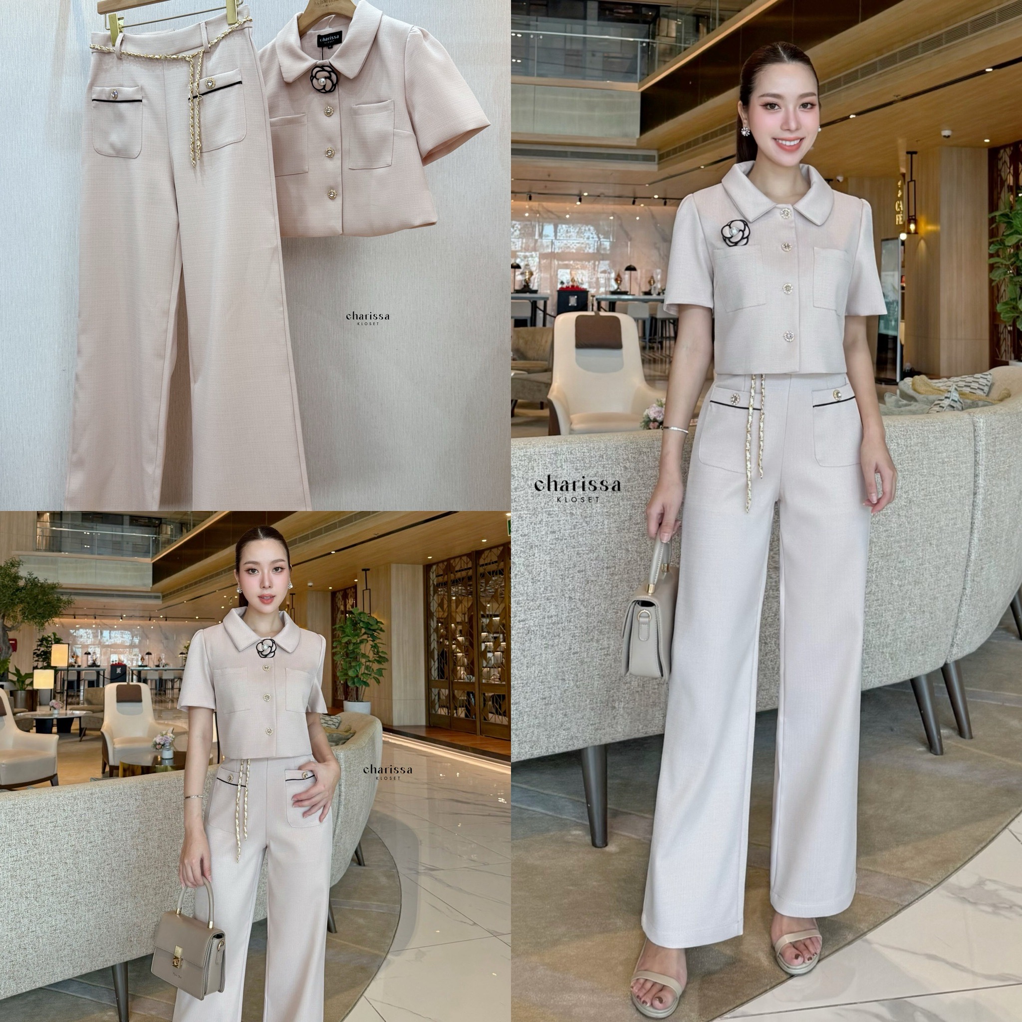 เซ็ตเสื้อ+กางเกงทรงขากว้างที่ดูเรียบหรู ใส่ทำงานหรือออกงานได้สบาย #ชุดใส่ทำงาน #ชุดทำงานส วยๆ#ชุดเซ็ทใส่ทำงาน#ชุดเสื้อสีฟ้า #OOTD เซ็ทสีชมพูอ่อน #เดรสสีน้ำตาล