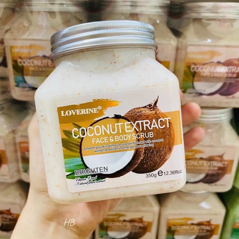 Loverine face & body scrub 350g. สครับผิวกาย 4 สูตร สครับสตรอเบอร์รี่ สครับมะพร้าว สครับว่านหาง สครับน้ำผึ้ง