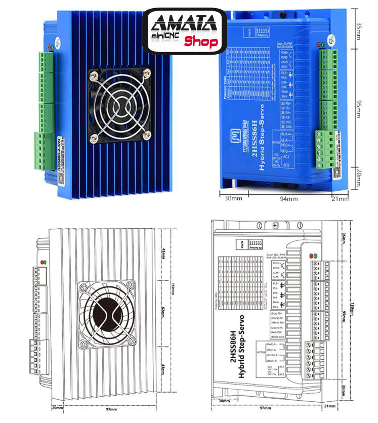 NEMA 34 Closed Loop motor 12NM 6A 2-phase Hybrid + 2HSS86H Driver DC(40-110V) / AC(60-80V)