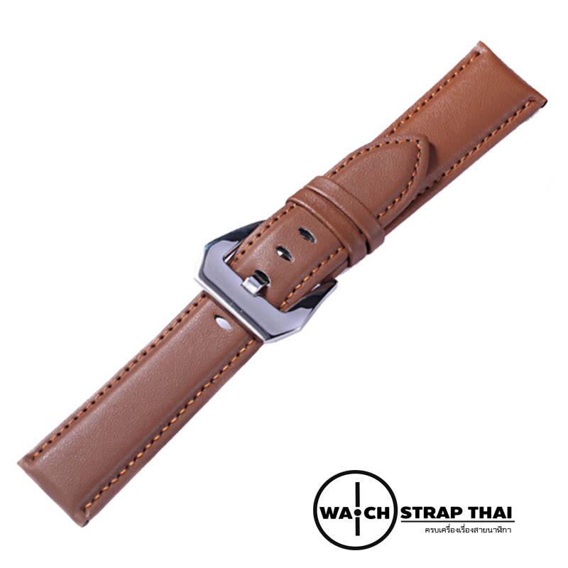 สายนาฬิกาหนังวัว SET04 Leather Strap สีน้ำตาล Brown ขนาด 20 , 22 ,24 มม สำหรับ Rolex,Seiko,Panerai