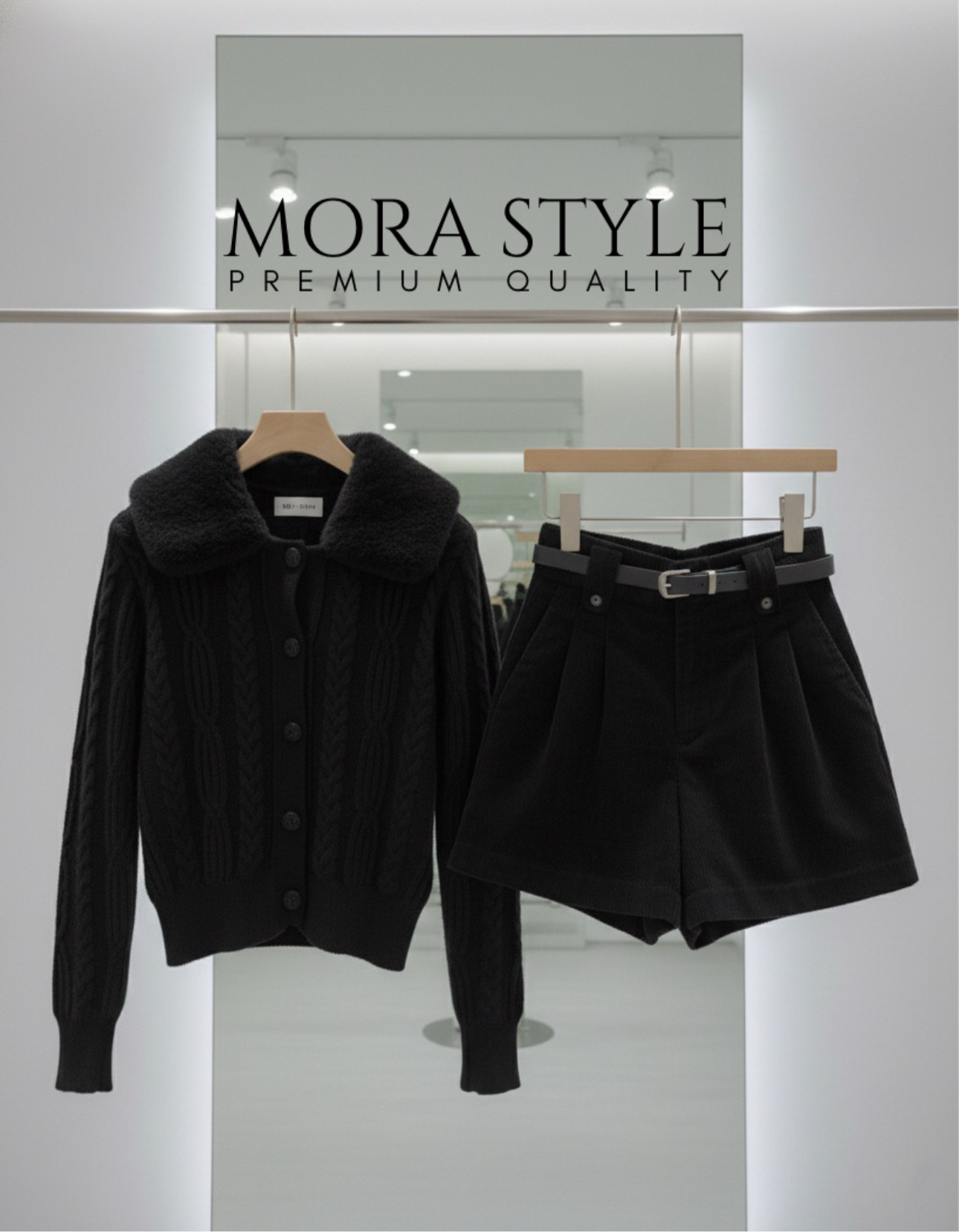 เซ็ต 2 ชิ้น เสื้อคาดิแกนไหมพรมแขนยาวทอลายถัก แต่งเฟอร์ขนที่คอน่ารักมากกกกก ขนเฟอร์ถอดได้ มาพร้อมกับ กางเกงลูกฟูกขาสั้นมีเข็มขัดให้หนึ่งเส้นใส่แมทช์เซ็ตน่ารักมากค่ะ