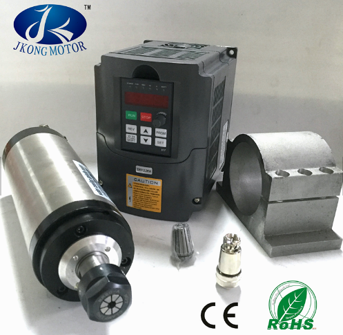 หัวกัดงาน miniCNC 220v/380v 2.2KW Spindle motor, Inverter+ water cooling+ bracket