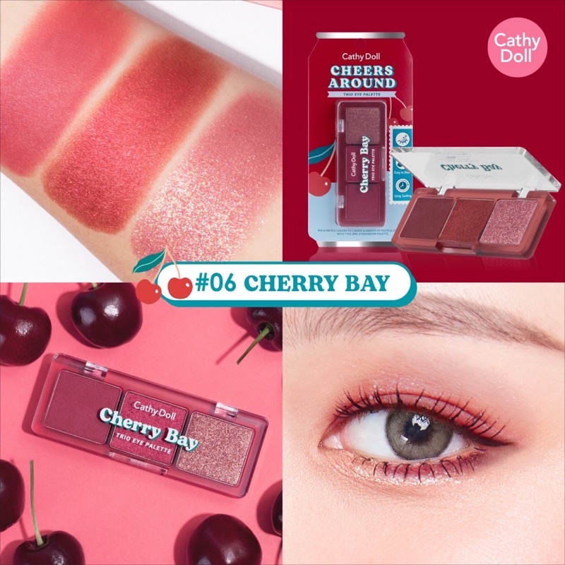 Cathy Doll Cheers Around Trio Eye Palette 2g. เชียร์ อะราวด์ ทรีโอ อายแชโดว์ พาเลท ทาตา มี 6 เฉดสี Eyeshadow