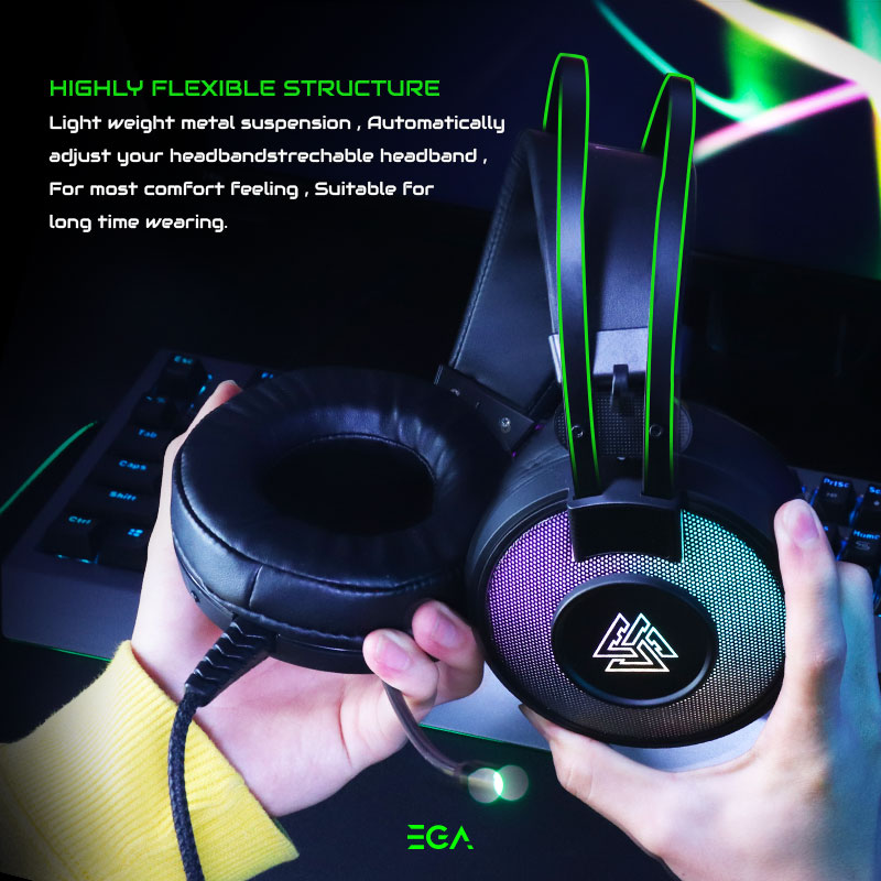 EGA TYPE H4 HEADPHONE + MIC USB มีไฟ SKU-01628