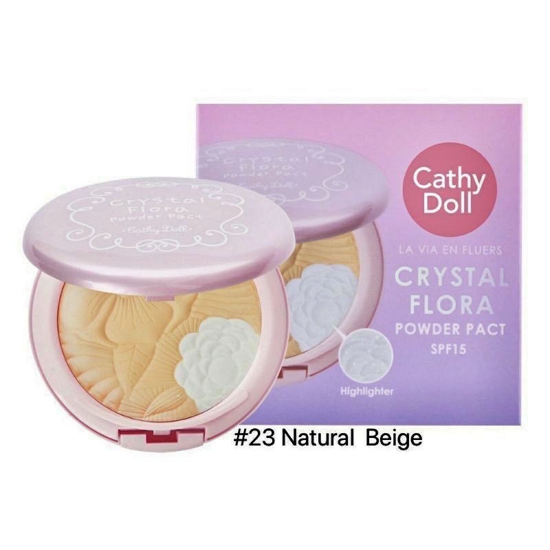 Cathy Doll Crystal Flora Powder Pact SPF 15 แป้งฝุ่นอัดแข็ง + ไฮไลท์ เคที่ดอลล์