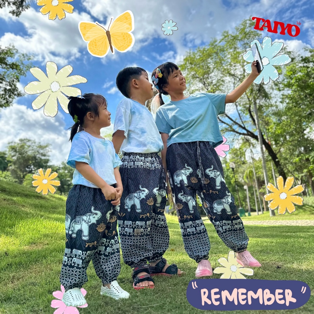 กางเกงช้าง รุ่น สุขอนันต์ 6-12 ขวบ ขาจั้ม 🐘 ผ้าไหมญี่ปุ่น งานเย็บไทย 💯% 🍃🍃 ใส่สบาย พร้อมส่ง LOOM