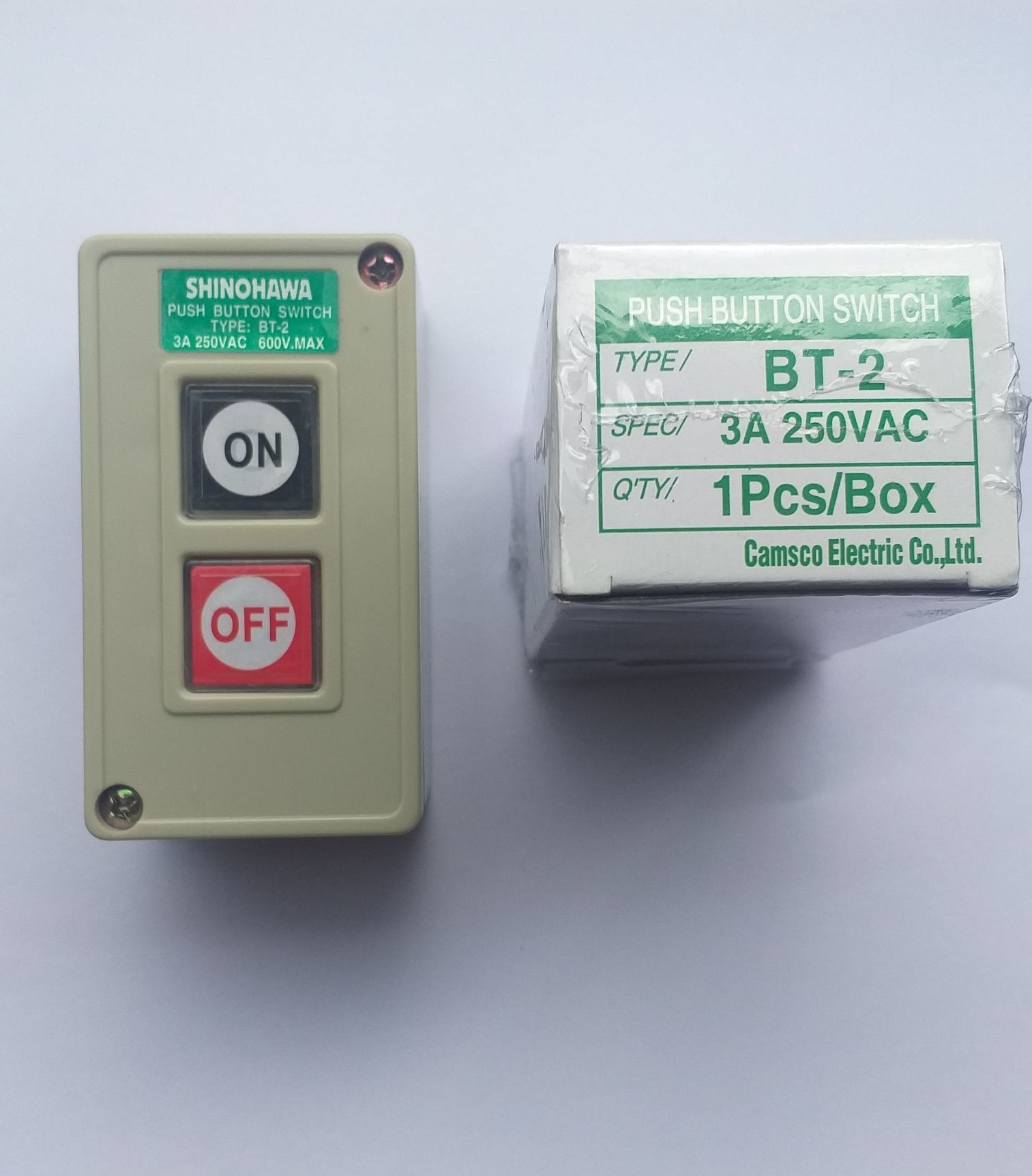 SHINOHAWA : สวิตช์กดจม ON-OFF BT-2 3A (CP021)