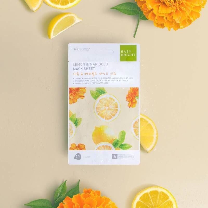 BABY BRIGHT LEMON & MARIGOLD MASK SHEET 20g. x 6 ชิ้น