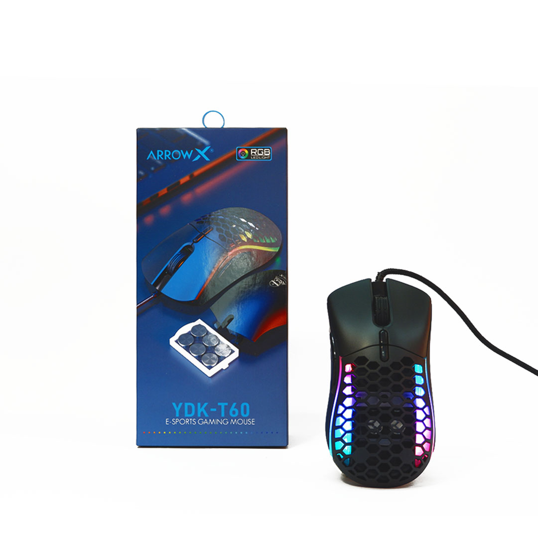 YDK- T60 ARROW X Mouse USB 7200 DPI BLACK+RGB SKU-02298