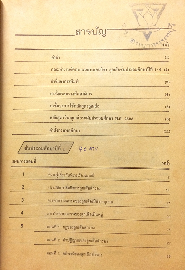 แผนการสอน วิชาลูกเสือ ระดับประถมศึกษา