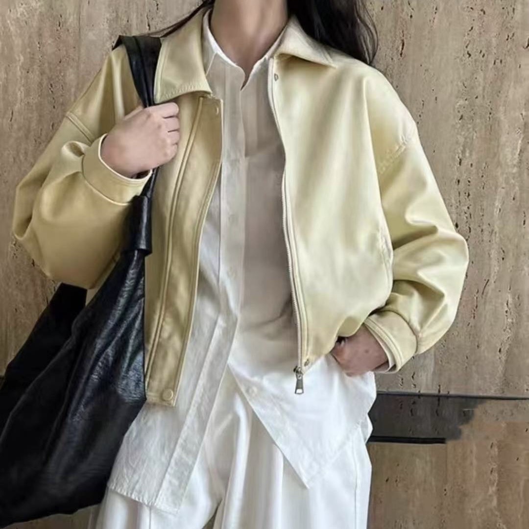 พร้อมส่งค่ะ งานเสื้อJacket หนังลูกวัวนิ่มแต่เอาอยู่ ซิปหน้ากระเป๋าจริงค่ะ