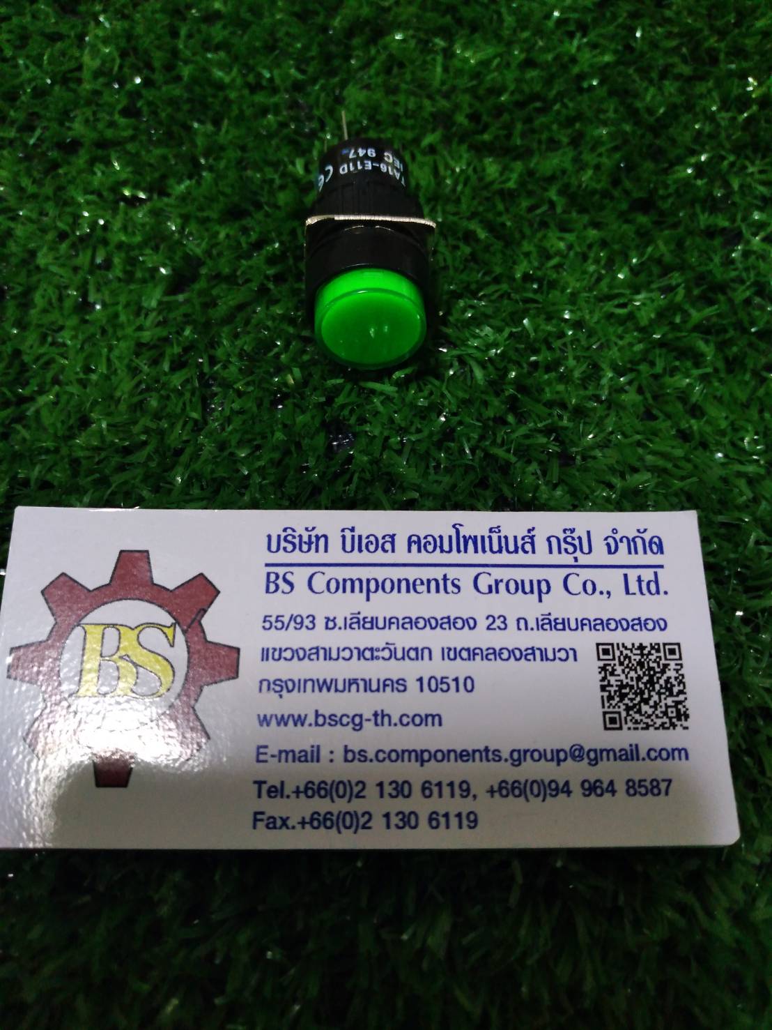 SHINOHAWA : สวิสท์ปุมกดกลม มีแลมป์ สีเขียว 16mm. 1NO+1NC 220V