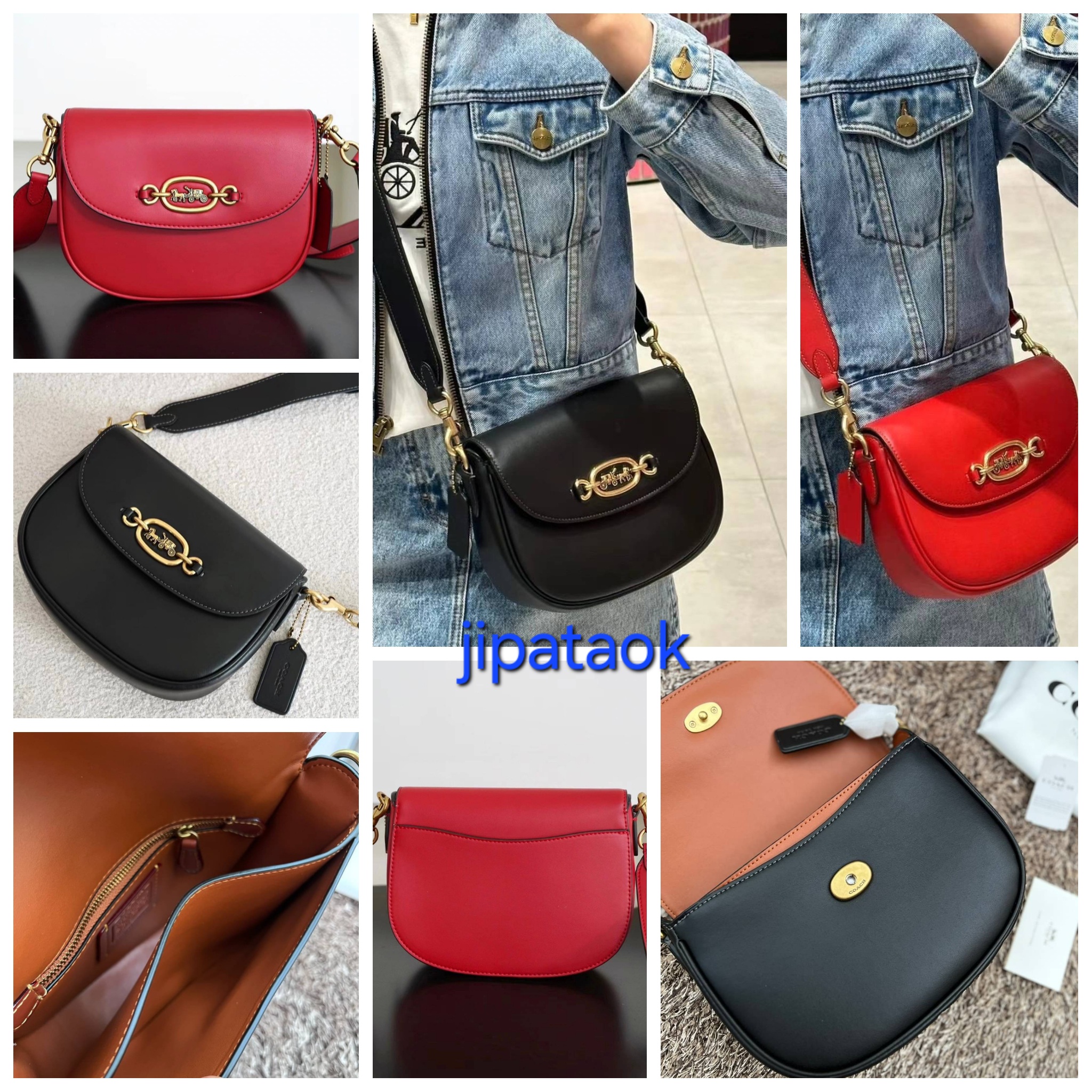 กระเป๋าสะพายไฮโซแบรนด์เนมโค้ชหนังแท้ขนาด 8.5 นิ้ว สีดำ สีแดงรับทรัพย์ COACH HARLEY SHOULDER BAG ((CM705))