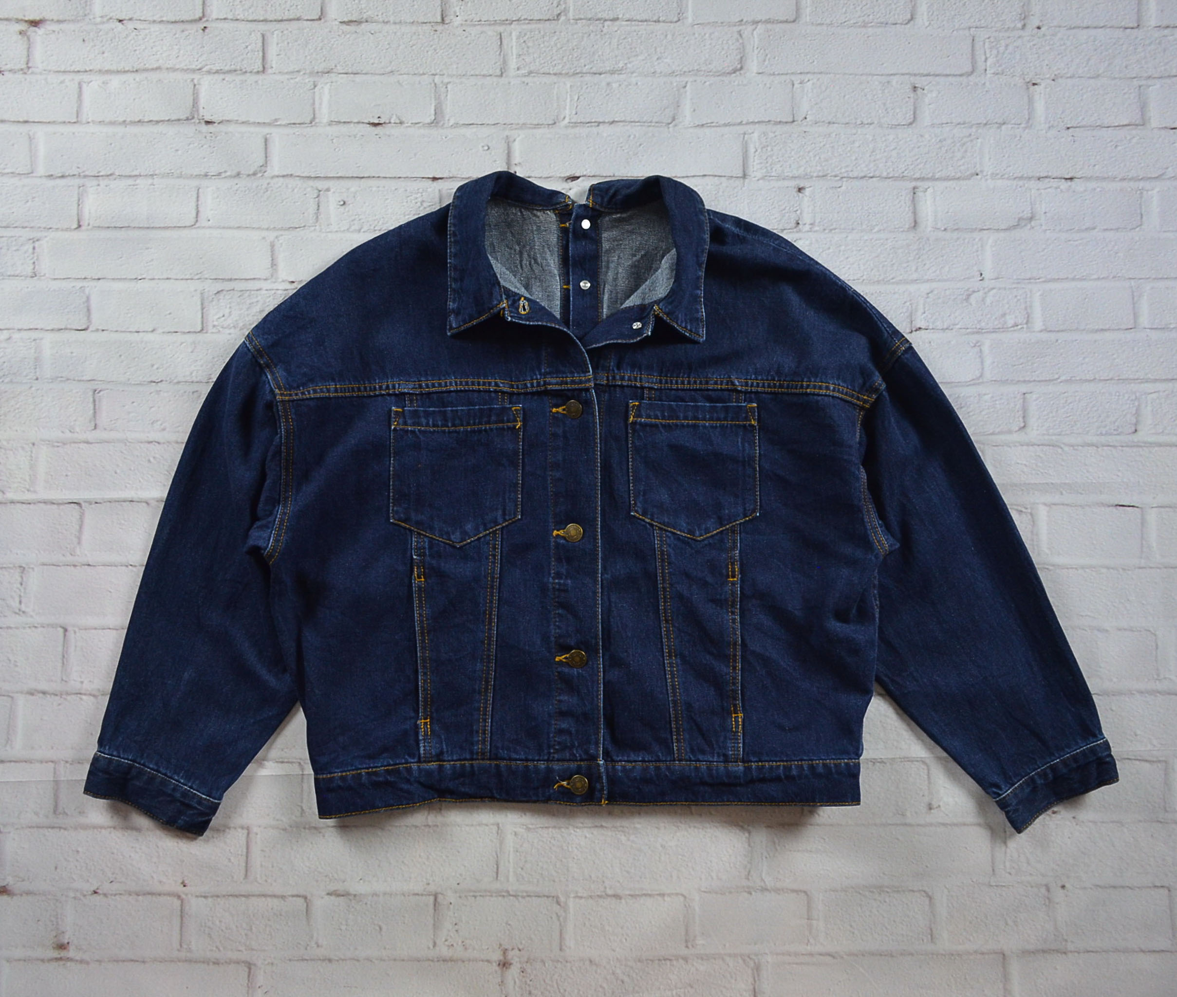 JEANS อกจริง46' (XL) เสื้อแจ็คเก็ตยีนส์ เสื้อยีนส์แขนยาวหญิงชาย สีเข้ม ผ้านุ่มใส่สบายทรงสวย