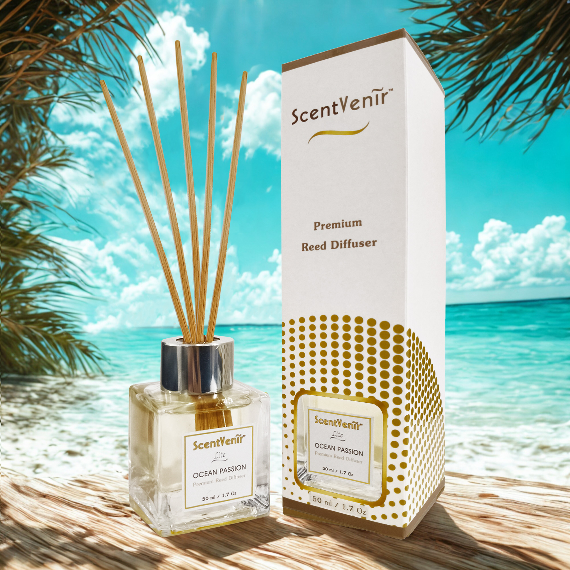 OCEAN PASSION Scent Diffuser (Lite) น้ำหอมกระจายกลิ่น น้ำหอมปรับอากาศ ไม้หวาย ก้านไม้ ก้านหวาย ก้านไม้หอม กลิ่นโอเชี่ยน แพชชั่น สัมผัสกับกลิ่นแห่งท้องทะเล หอมสะอาด สดชื่น, เย็นสบาย อโรม่า นุ่มละมุน แบบเบาๆ ด้วยน้ำมันหอมระเหยแท้ผสมกับหัวน้ำหอมเกรดสูง ขนาด