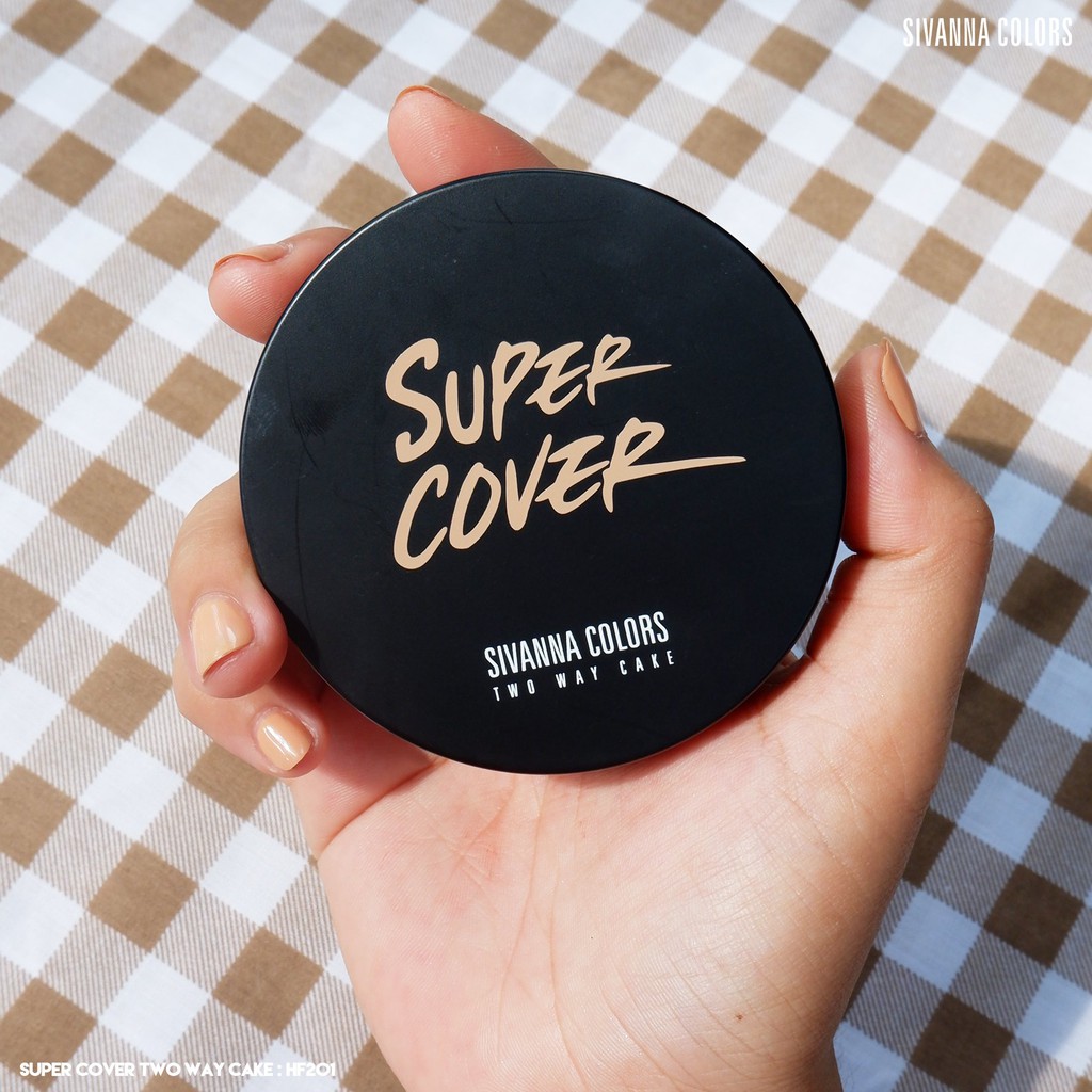 Sivanna Colors Super Cover Two Way Cake Powder HF201 ซิเวียน่า แป้งผสมรองพื้น ตลับดำ