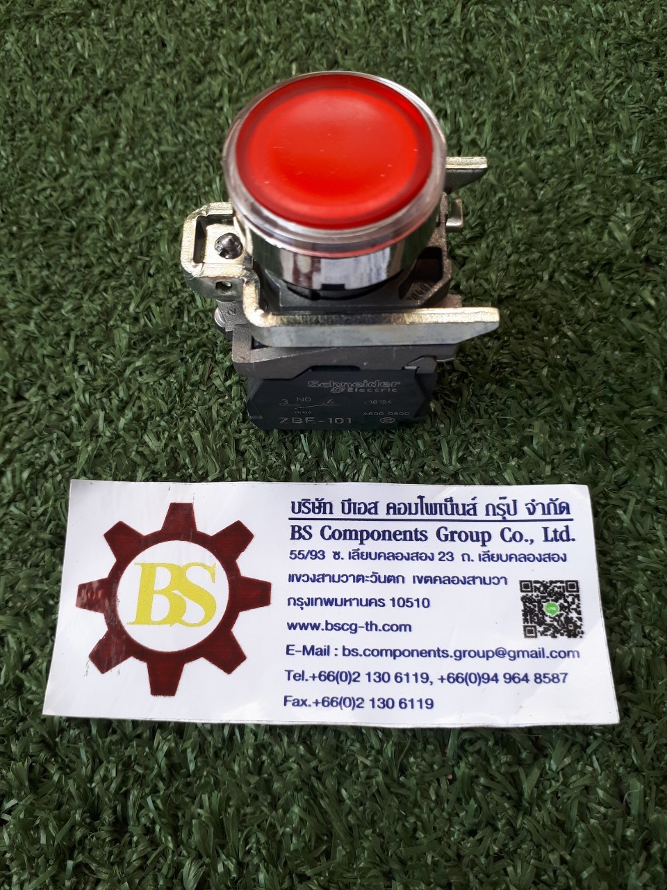 Schneider : PB. Sw LED, XB4BW34M5, 1NO+1NC, 220VAC, แดง
