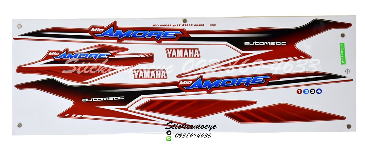 Sticker YAMAHA Mio Amore ปี 2009 รุ่น 17ติดรถสี แดง (เคลือบเงา) สติ๊กเกอร์ ติดรถมอเตอร์ไซค์ ยามาฮ่า มีโอ