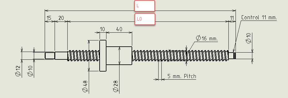 Ball Screw Z-Axis + Nut Model SFU1605 L300 mm + End Machine