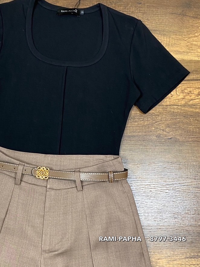 Label :: RAMI-PAPHA(รมิปภา) เสื้อดีไซน์เก๋ + กางเกงขายาวสีน้ำตาล เนื้อผ้าสวยมีเทคเจอร์